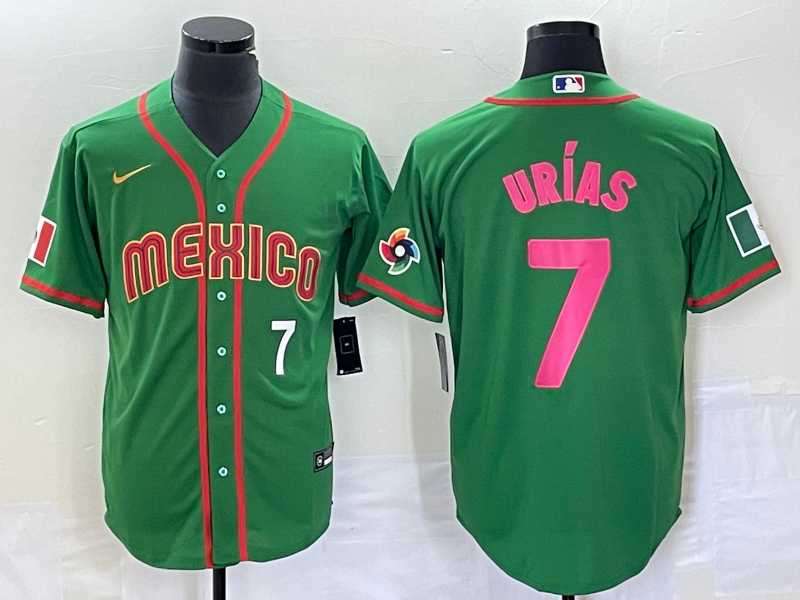 Mens Mexico Baseball #7 Julio Urias Number 2023 Green World Classic Stitched Jersey8->2023 world baseball classic->MLB Jersey